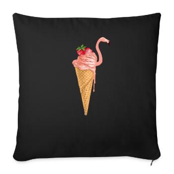 Flamingo ice cream cone - Sofa pillowcase 17,3'' x 17,3'' (45 x 45 cm) - black - Front