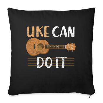 Ukulélé musical - Housse de coussin décorative 45 x 45 cm - noir - Devant
