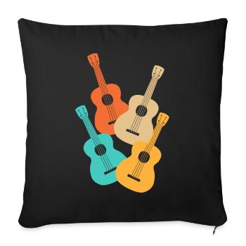 Ukulélé Musiciens colorés - Housse de coussin décorative 45 x 45 cm - noir - Devant