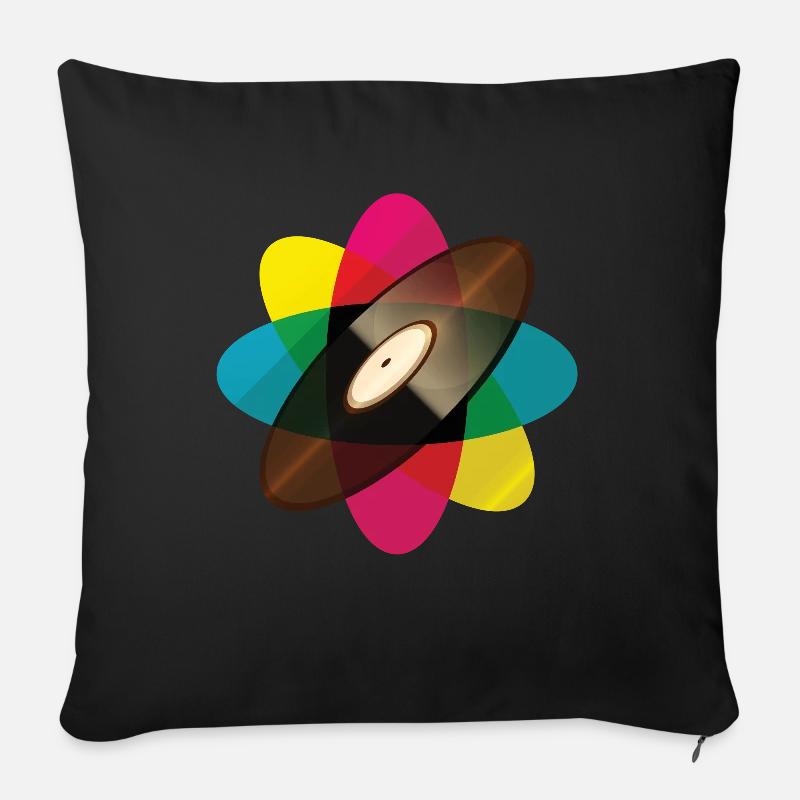 Vintage Vinyl Schallplatte Retro Farben Geschenk - Sofakissenbezug 45 x 45 cm - Schwarz