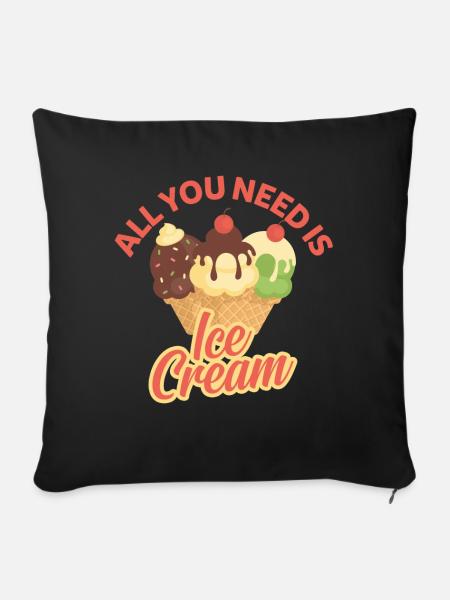 Eiscreme - Sofakissenbezug 45 x 45 cm - Schwarz