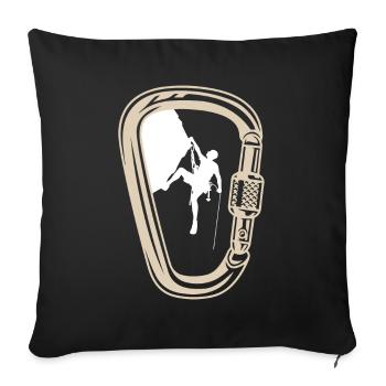 Crochet de carabine d'alpinisme - Housse de coussin décorative 45 x 45 cm - noir - Devant