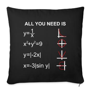 Mathematics love - Sofa pillowcase 17,3'' x 17,3'' (45 x 45 cm) - black - Front