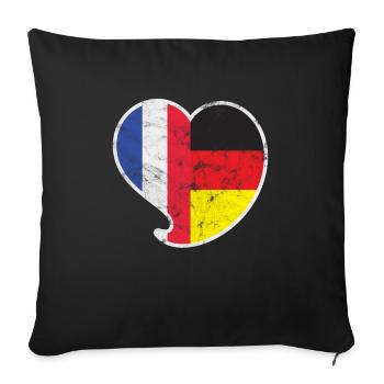 Cadeau d'amour de coeur France & Allemagne - Housse de coussin décorative 45 x 45 cm - noir - Devant