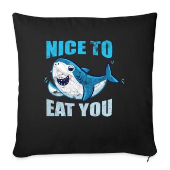 Requin - Ravi de vous manger - Housse de coussin décorative 45 x 45 cm - noir - Devant