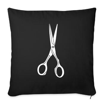 Salon de coiffure coiffeur coupe de cheveux - Housse de coussin décorative 45 x 45 cm - noir - Devant
