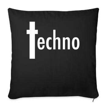 Techno Liebe Kreuz - Sofakissenbezug 45 x 45 cm - Schwarz - Vorne