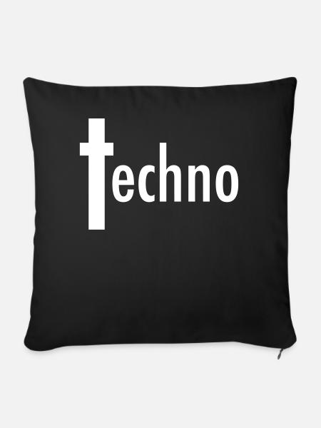 Techno Liebe Kreuz - Sofakissenbezug 45 x 45 cm - Schwarz