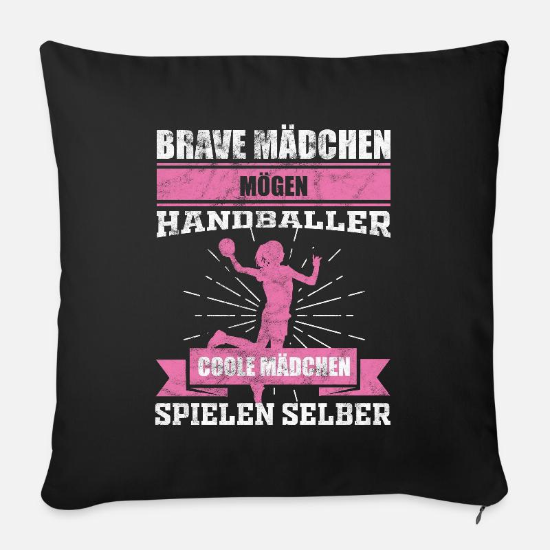Handball Mädchen Sport - Sofakissenbezug 45 x 45 cm - Schwarz