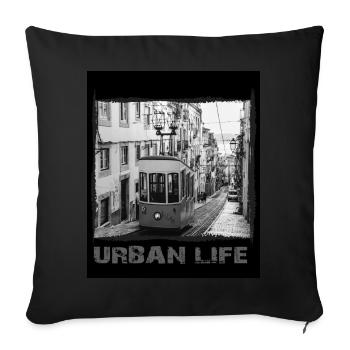 Lisbon - Urban Streetwear - Sofa pillowcase 17,3'' x 17,3'' (45 x 45 cm) - black - Front