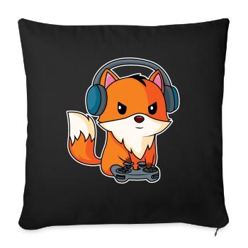 Gaming Fuchs - Spieler Fuchs - Sofakissenbezug 45 x 45 cm - Schwarz - Vorne