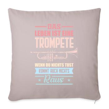 Trompeter Instrument Trompete - Sofakissenbezug 45 x 45 cm - helles Taupe - Vorne