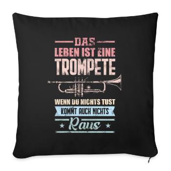 Trompette trompette musique - Housse de coussin décorative 45 x 45 cm - noir - Devant