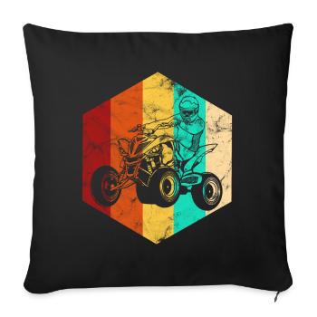 Quad ATV retro vintage - Housse de coussin décorative 45 x 45 cm - noir - Devant