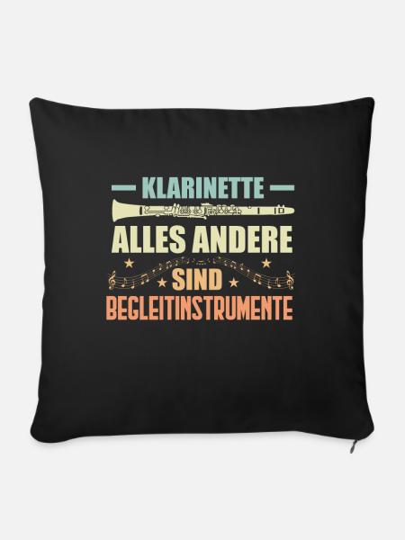 Klarinette Blasinstrument - Sofakissenbezug 45 x 45 cm - Schwarz