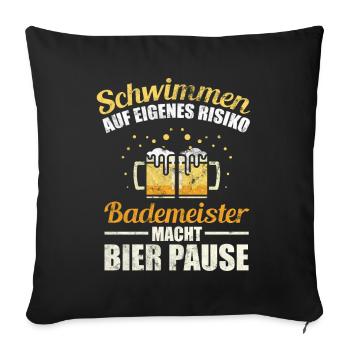 Cadeau de bière de maître nageur - Housse de coussin décorative 45 x 45 cm - noir - Devant