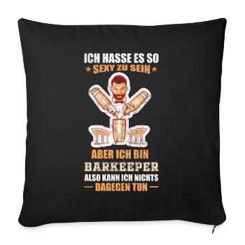 Serveur barman disant gastronomie - Housse de coussin décorative 45 x 45 cm - noir - Devant