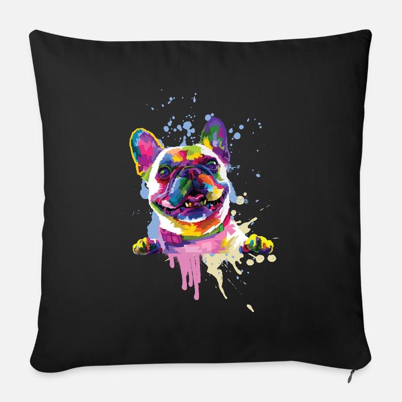 Französische Bulldogge Bunt Farben Geschenk - Sofakissenbezug 45 x 45 cm - Schwarz