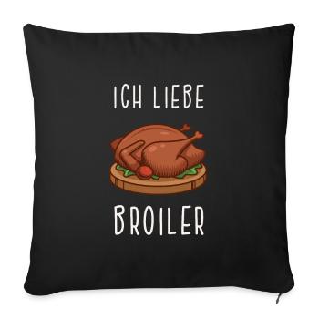 Broiler - DDR Rezept Geschenk - Sofakissenbezug 45 x 45 cm - Schwarz - Vorne