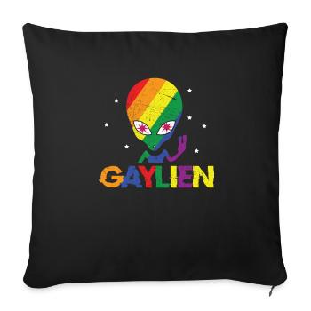 Gaylien Gay Alien Gay LGBT extraterrestre - Housse de coussin décorative 45 x 45 cm - noir - Devant
