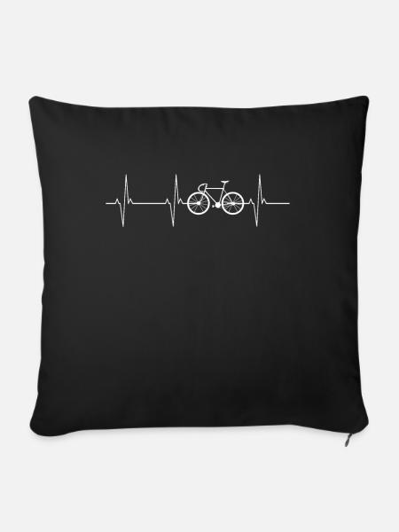 Radsport Fahrrad Herzschlag - Sofakissenbezug 45 x 45 cm - Schwarz
