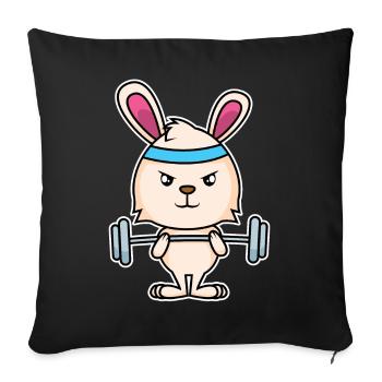 Fitness Bunny - Sofa pillowcase 17,3'' x 17,3'' (45 x 45 cm) - black - Front