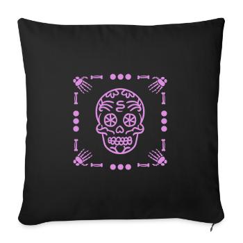 Tête de mort mexicaine - Skull Pink - Housse de coussin décorative 45 x 45 cm - noir - Devant