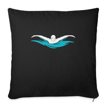 natation - Housse de coussin décorative 45 x 45 cm - noir - Devant