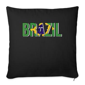 Brazil Flag Typography - Sofa pillowcase 17,3'' x 17,3'' (45 x 45 cm) - black - Front