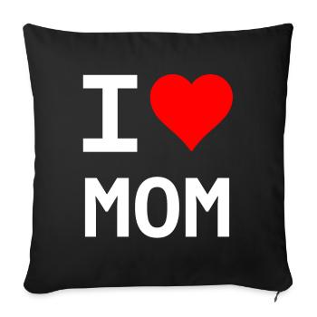 J’aime Maman – Cœur pour Maman - Housse de coussin décorative 45 x 45 cm - noir - Devant