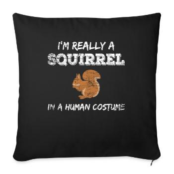 Costume d'écureuil - Housse de coussin décorative 45 x 45 cm - noir - Devant
