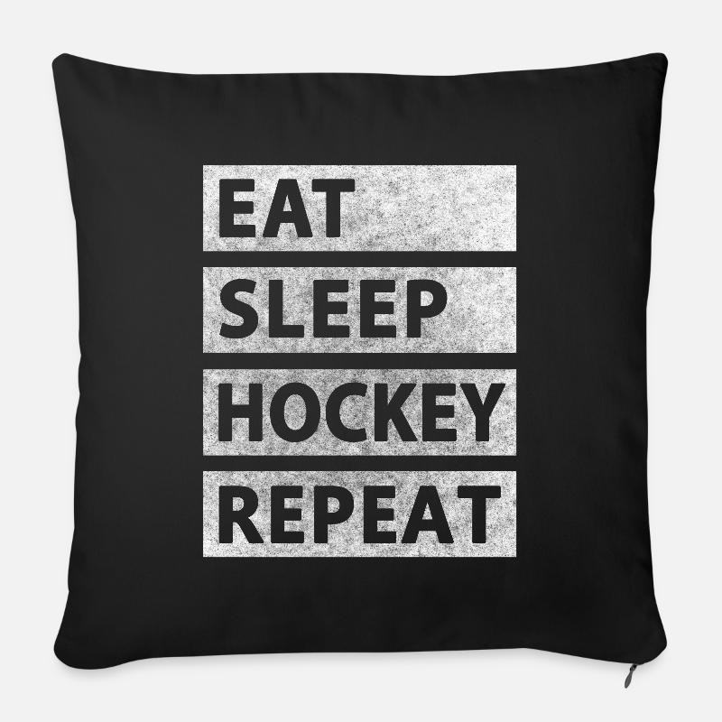 Eat Sleep Hockey Repeat - Sofakissenbezug 45 x 45 cm - Schwarz