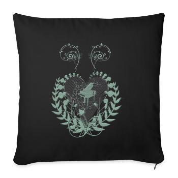 Elegant heart with piano and key on background - Sofa pillowcase 17,3'' x 17,3'' (45 x 45 cm) - black - Front