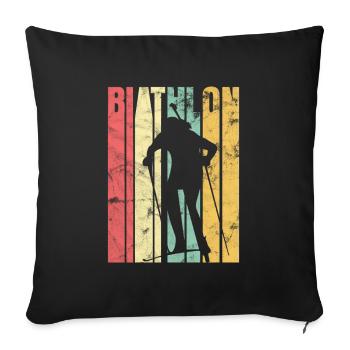 Biathlon Retro - Sofakissenbezug 45 x 45 cm - Schwarz - Vorne