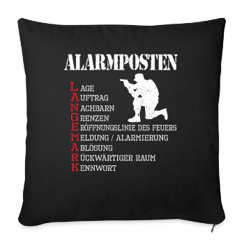 Bundeswehr Alarmposten Ablösegespräch LANGEMARK - Sofakissenbezug 45 x 45 cm - Schwarz - Vorne