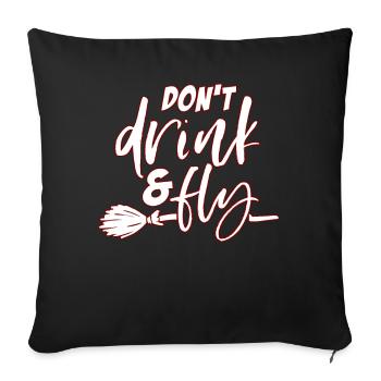 Halloween witches broom - Sofa pillowcase 17,3'' x 17,3'' (45 x 45 cm) - black - Front