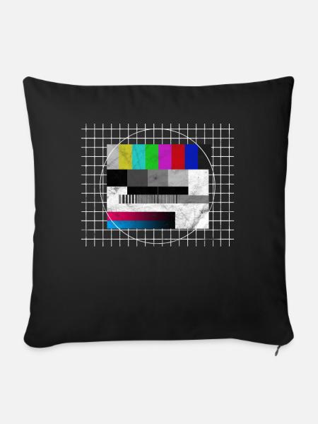 TV Testbild Retro 80er Jahre Kostüm - Sofakissenbezug 45 x 45 cm - Schwarz
