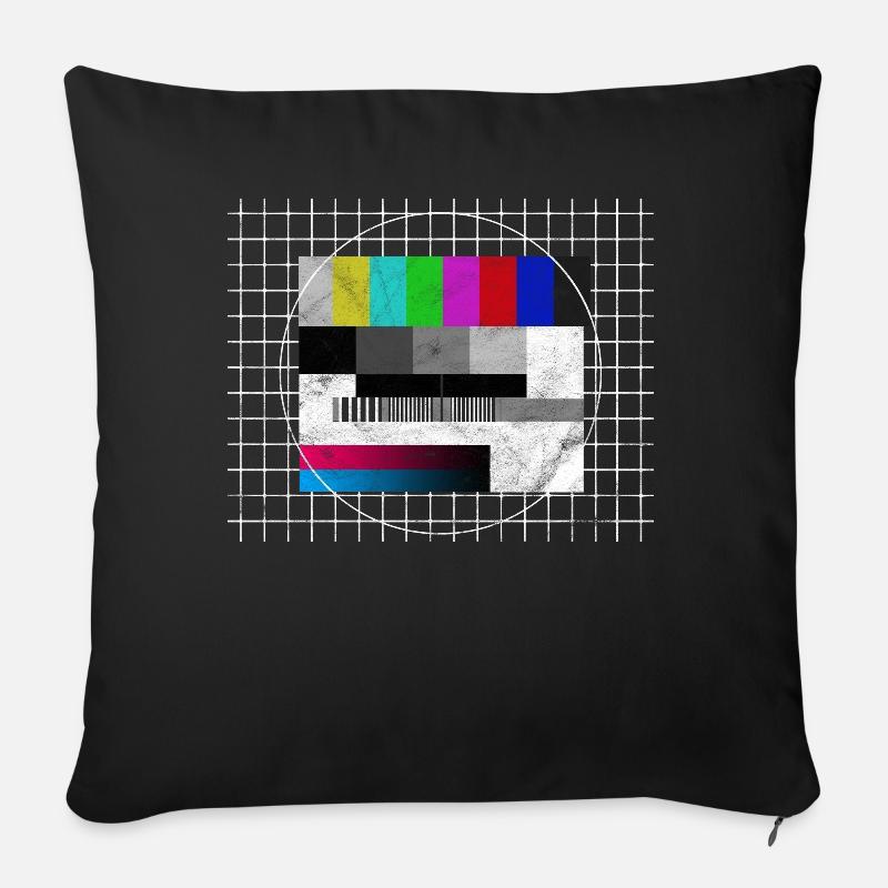 TV Testbild Retro 80er Jahre Kostüm - Sofakissenbezug 45 x 45 cm - Schwarz