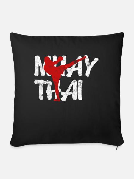 Muay Thai Kampfkunst - Sofakissenbezug 45 x 45 cm - Schwarz