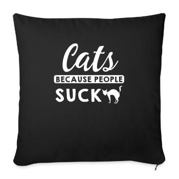 Gueule de bois chat amoureux chat - Housse de coussin décorative 45 x 45 cm - noir - Devant