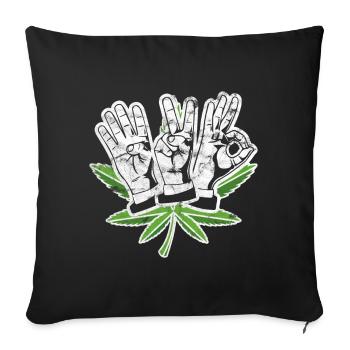 420 hemp plant - Sofa pillowcase 17,3'' x 17,3'' (45 x 45 cm) - black - Front