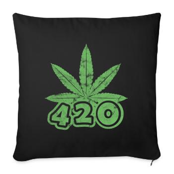 420 feuilles de cannabis - Housse de coussin décorative 45 x 45 cm - noir - Devant