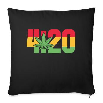 420 feuilles de cannabis Jamaïque - Housse de coussin décorative 45 x 45 cm - noir - Devant