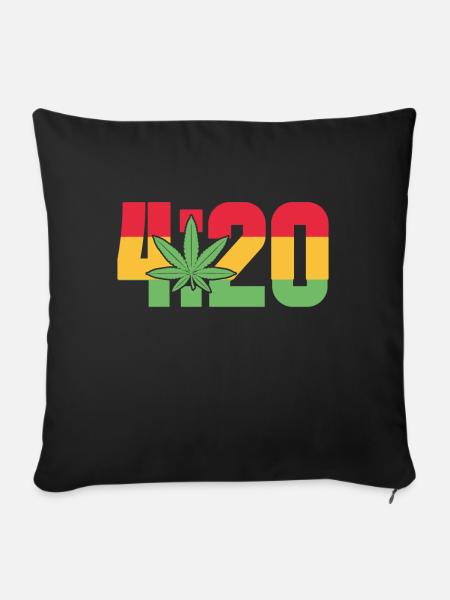 420 Cannabisblatt Jamaika - Sofakissenbezug 45 x 45 cm - Schwarz
