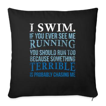 Natation - Housse de coussin décorative 45 x 45 cm - noir - Devant