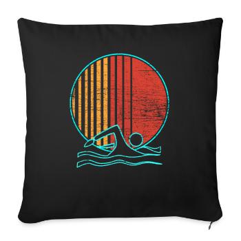 Natation - Housse de coussin décorative 45 x 45 cm - noir - Devant
