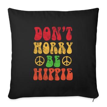 Hippie Geschenkidee - Sofakissenbezug 45 x 45 cm - Schwarz - Vorne