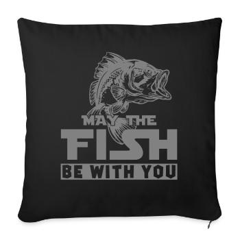 Fish fishing - Sofa pillowcase 17,3'' x 17,3'' (45 x 45 cm) - black - Front