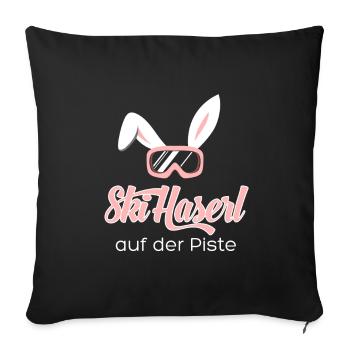Ski Haserl auf der Piste - Sofakissenbezug 45 x 45 cm - Schwarz - Vorne