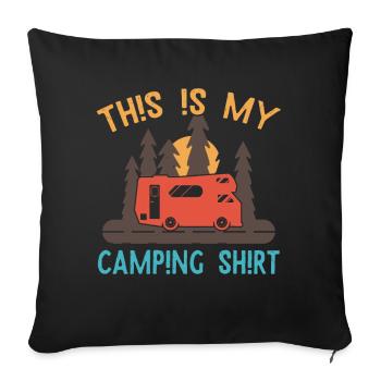 Campeur de chemise de camping - Housse de coussin décorative 45 x 45 cm - noir - Devant